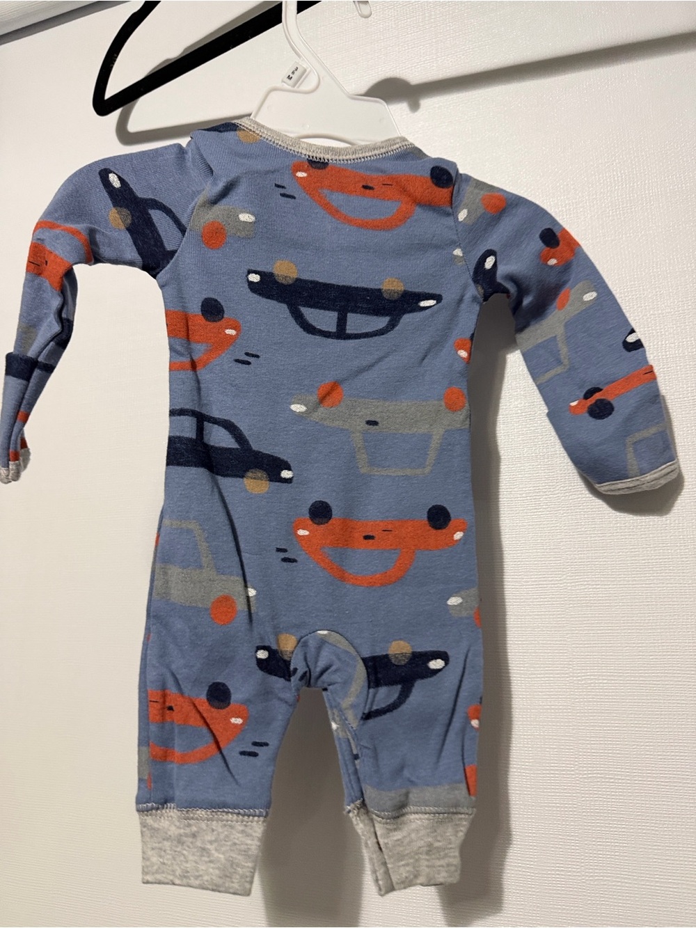 Carter's Blue Car Print Footed One-Piece Romper - Picture 2 of 3